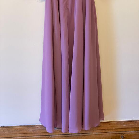 Lan Ting XS bride lavender purple formal maxi gown lace sheer floral embroidery - Picture 8 of 13